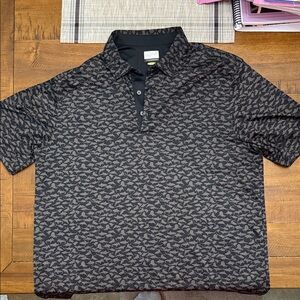 Greg Norman Collection PLAYDRY Black and Gray Shark Patterned Polo